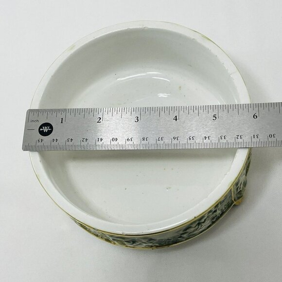 Vintage Capodimonte Cherub Angle Porcelain Ashtray Bowl Big Green Embossed Italy - Picture 7 of 10